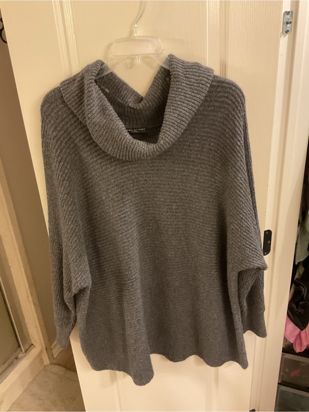 Lane Bryant Gray Ribbed Cowl Neck Sweater